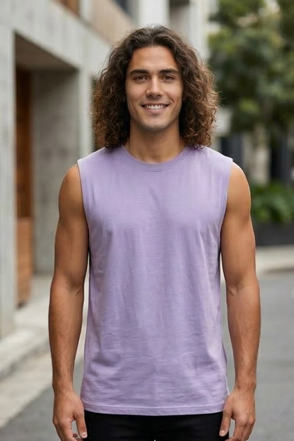 Men's Lavender Sleeveless T-Shirt