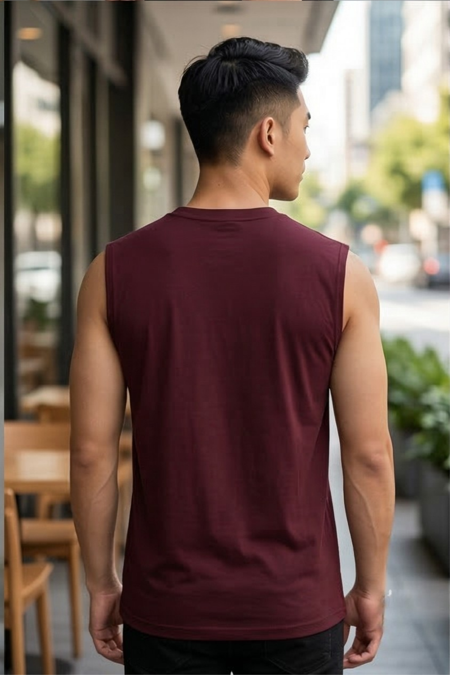 Men's Maroon Sleeveless T-Shirt