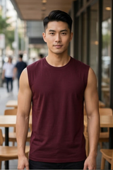 Men's Maroon Sleeveless T-Shirt