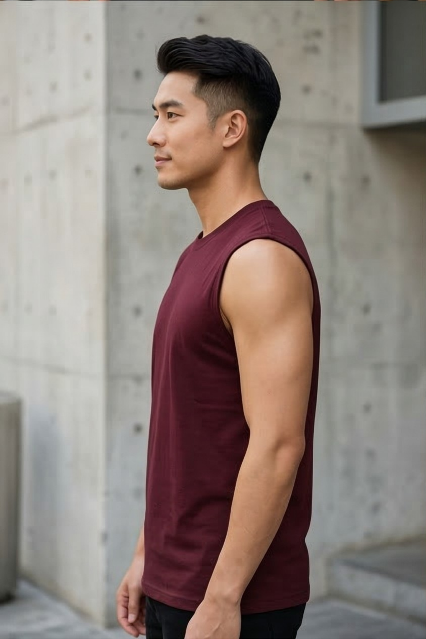 Men's Maroon Sleeveless T-Shirt