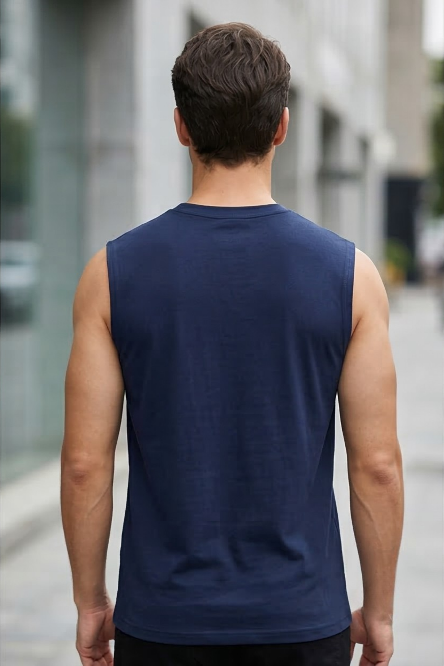 Men's Navy Blue Sleeveless T-Shirt