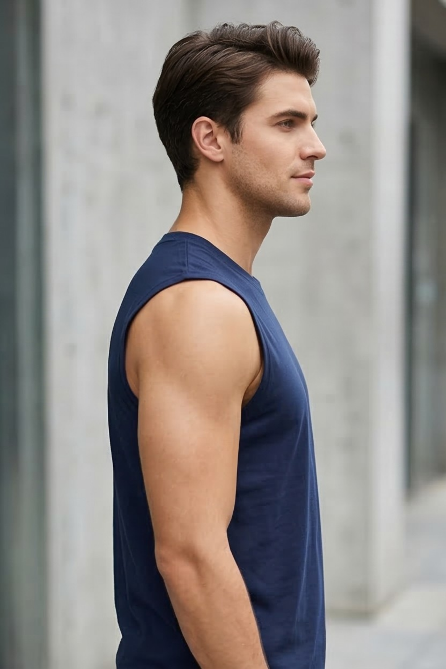 Men's Navy Blue Sleeveless T-Shirt