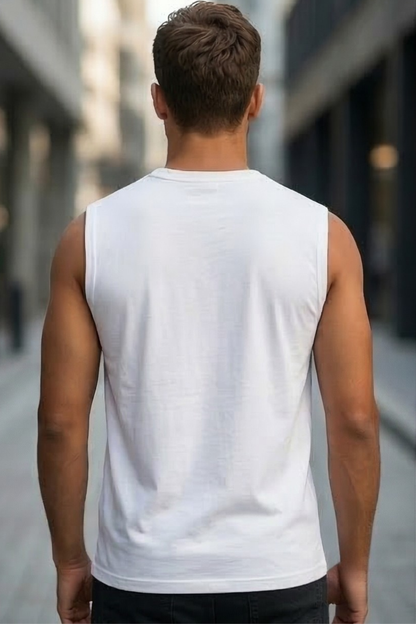Men's White Sleeveless T-Shirt