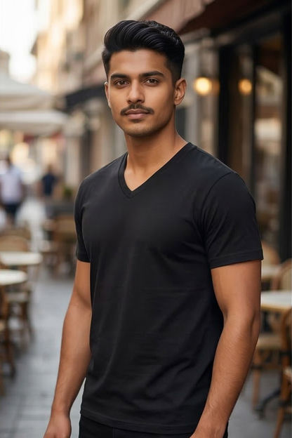 Men's Black V-Neck T-Shirt