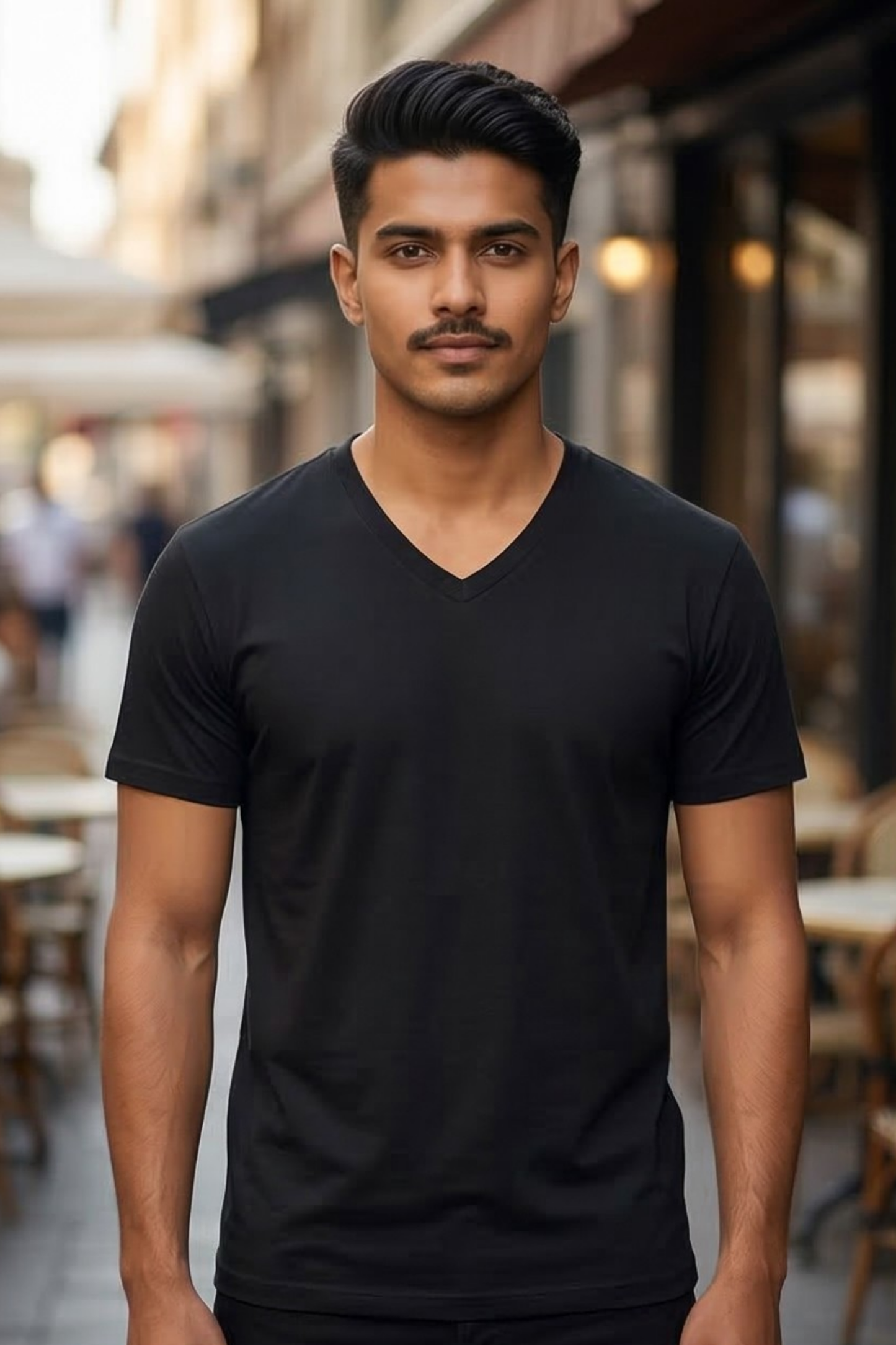 Men's Black V-Neck T-Shirt