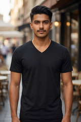 Men's Black V-Neck T-Shirt