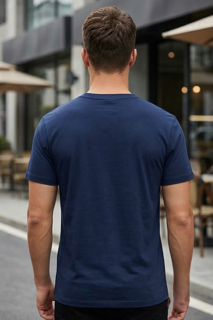 Men's Navy Blue V-Neck T-Shirt