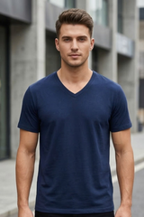 Men's Navy Blue V-Neck T-Shirt