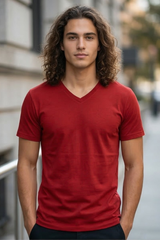 Men's Red V-Neck T-Shirt