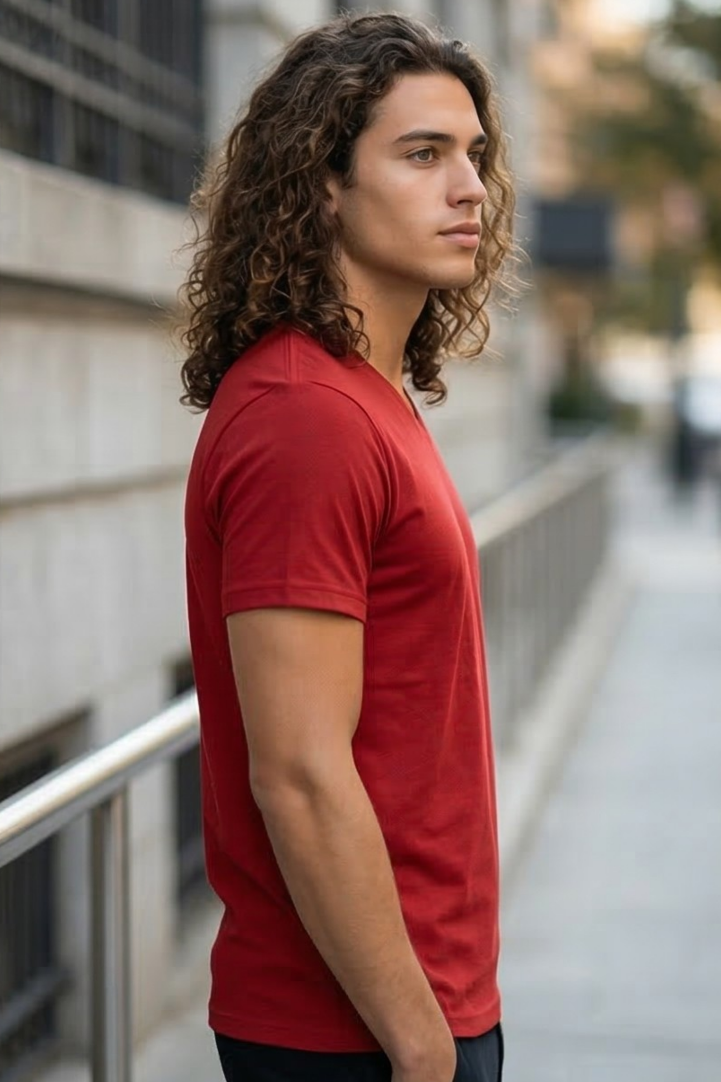 Men's Red V-Neck T-Shirt