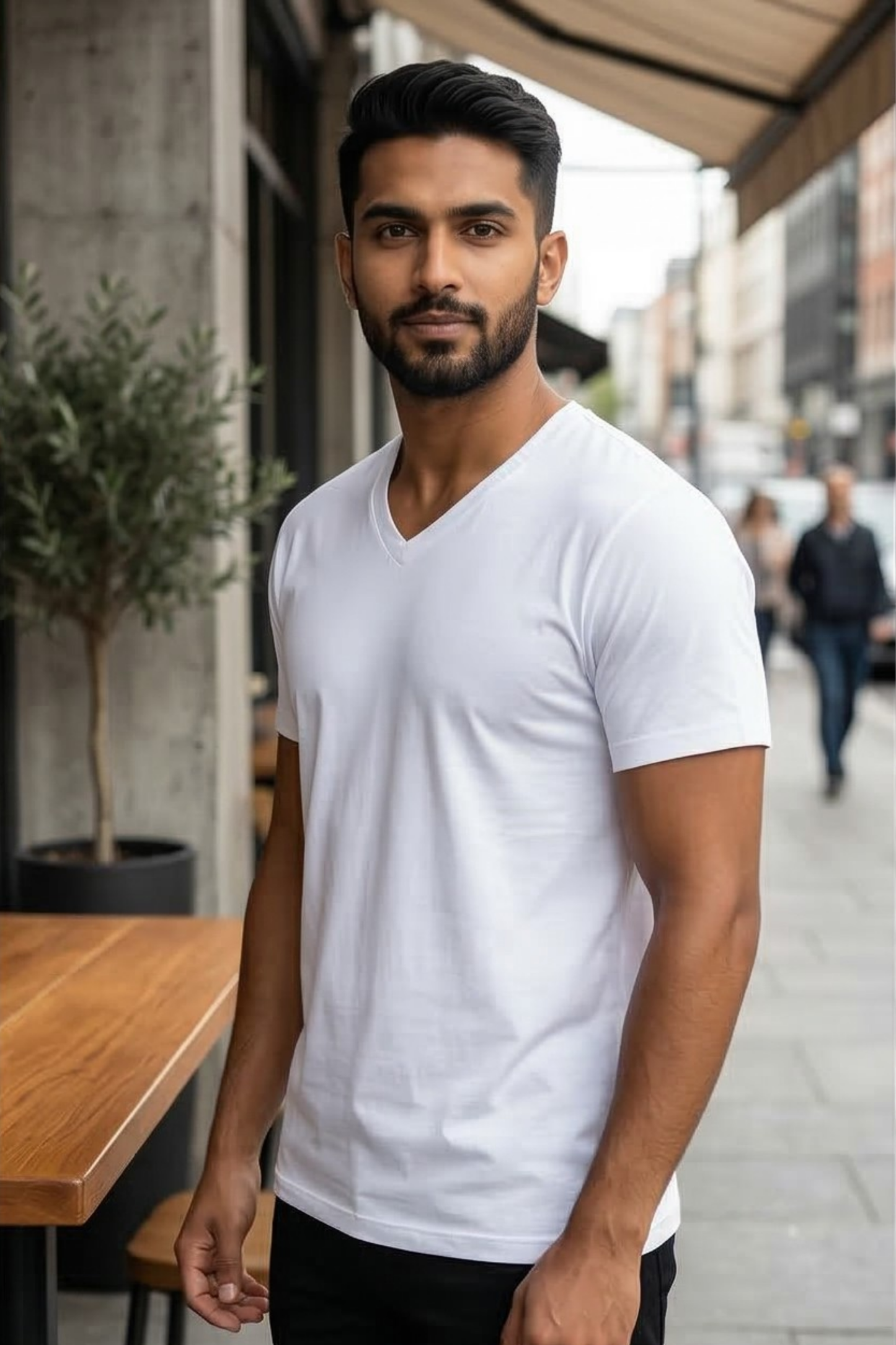 Men's White V-Neck T-Shirt