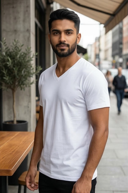 Men's White V-Neck T-Shirt