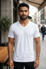Men's White V-Neck T-Shirt