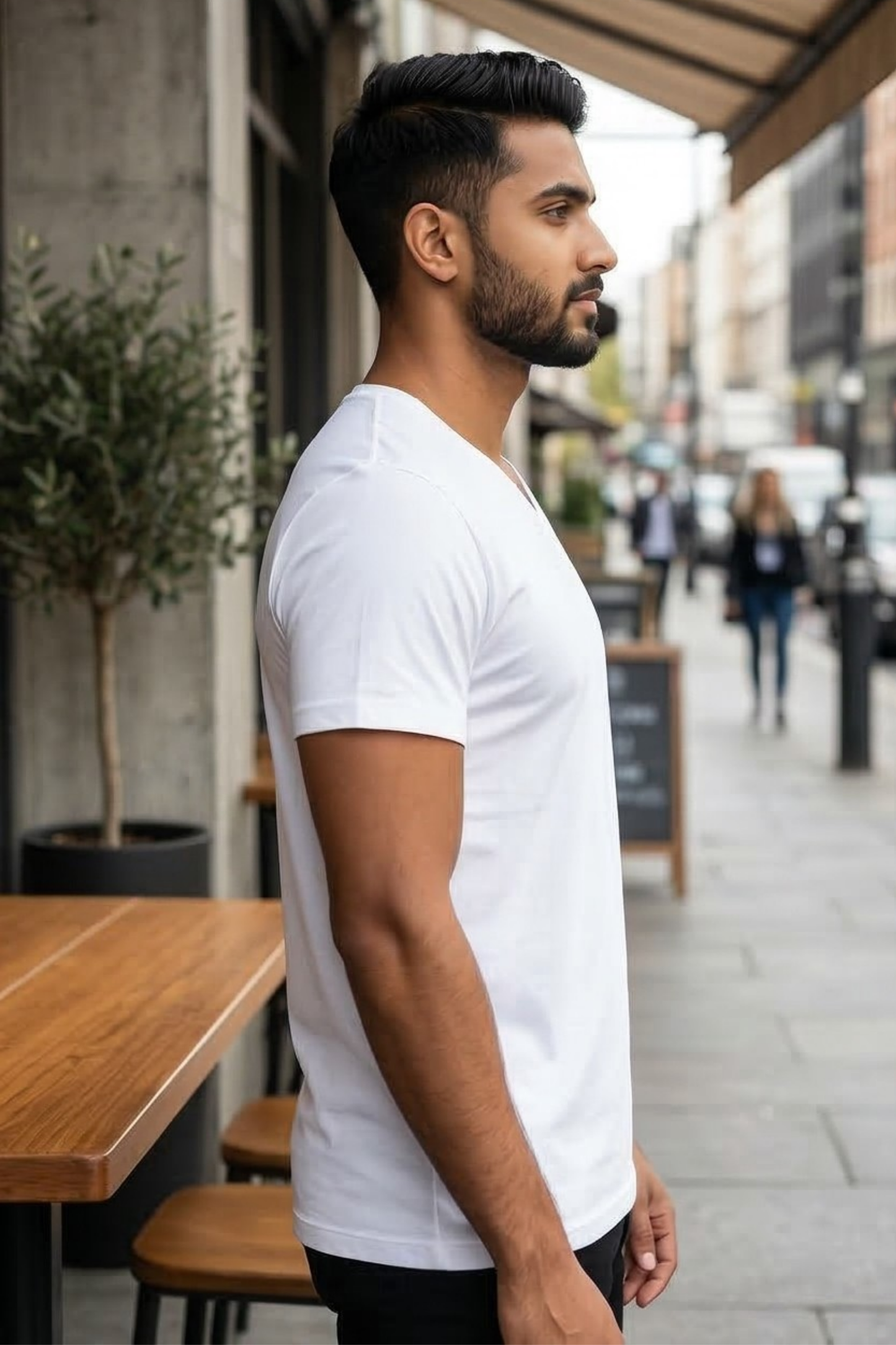 Men's White V-Neck T-Shirt