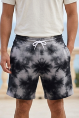Men's White Black Tie Dye Shorts