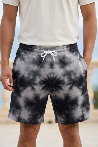 Men's White Black Tie Dye Shorts