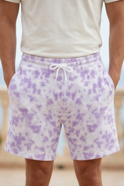 Men's White Lavender Tie Dye Shorts