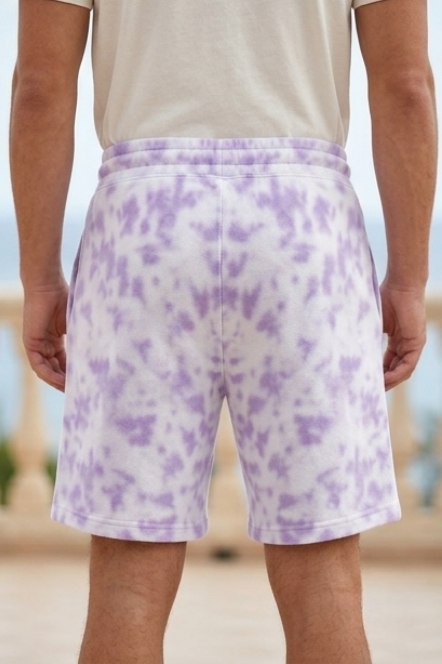 Men's White Lavender Tie Dye Shorts