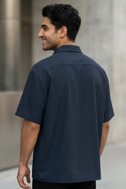 Midnight Tide Navy Blue Oversized Shirt