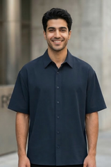 Midnight Tide Navy Blue Oversized Shirt