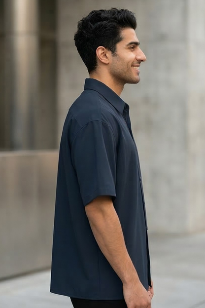 Midnight Tide Navy Blue Oversized Shirt