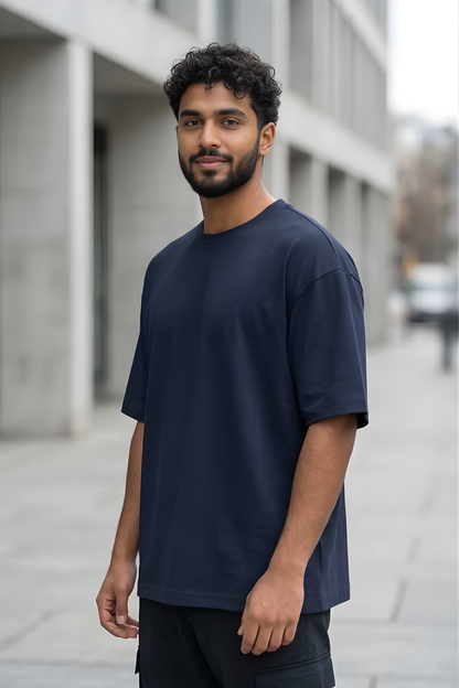 Midnight Tide Navy Blue Oversized T-Shirt