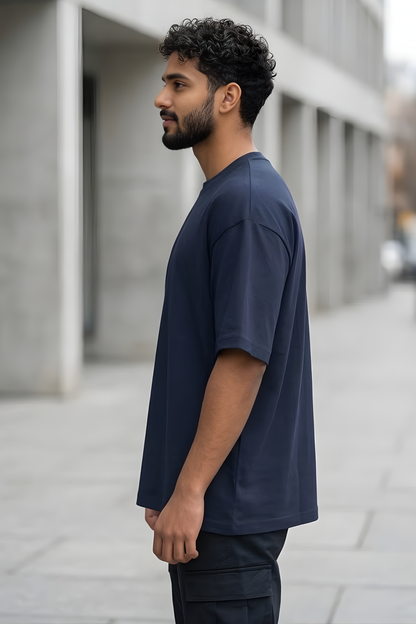 Midnight Tide Navy Blue Oversized T-Shirt