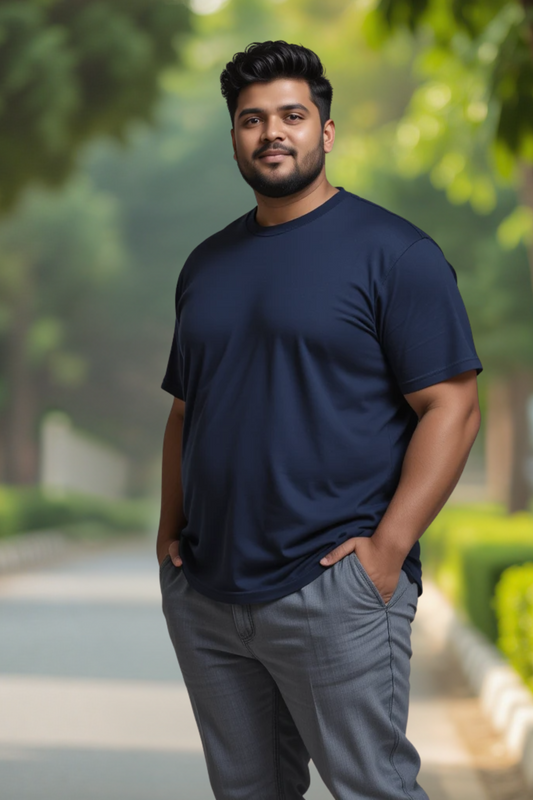 Midnight Tide Navy Blue Plus Size T-Shirt