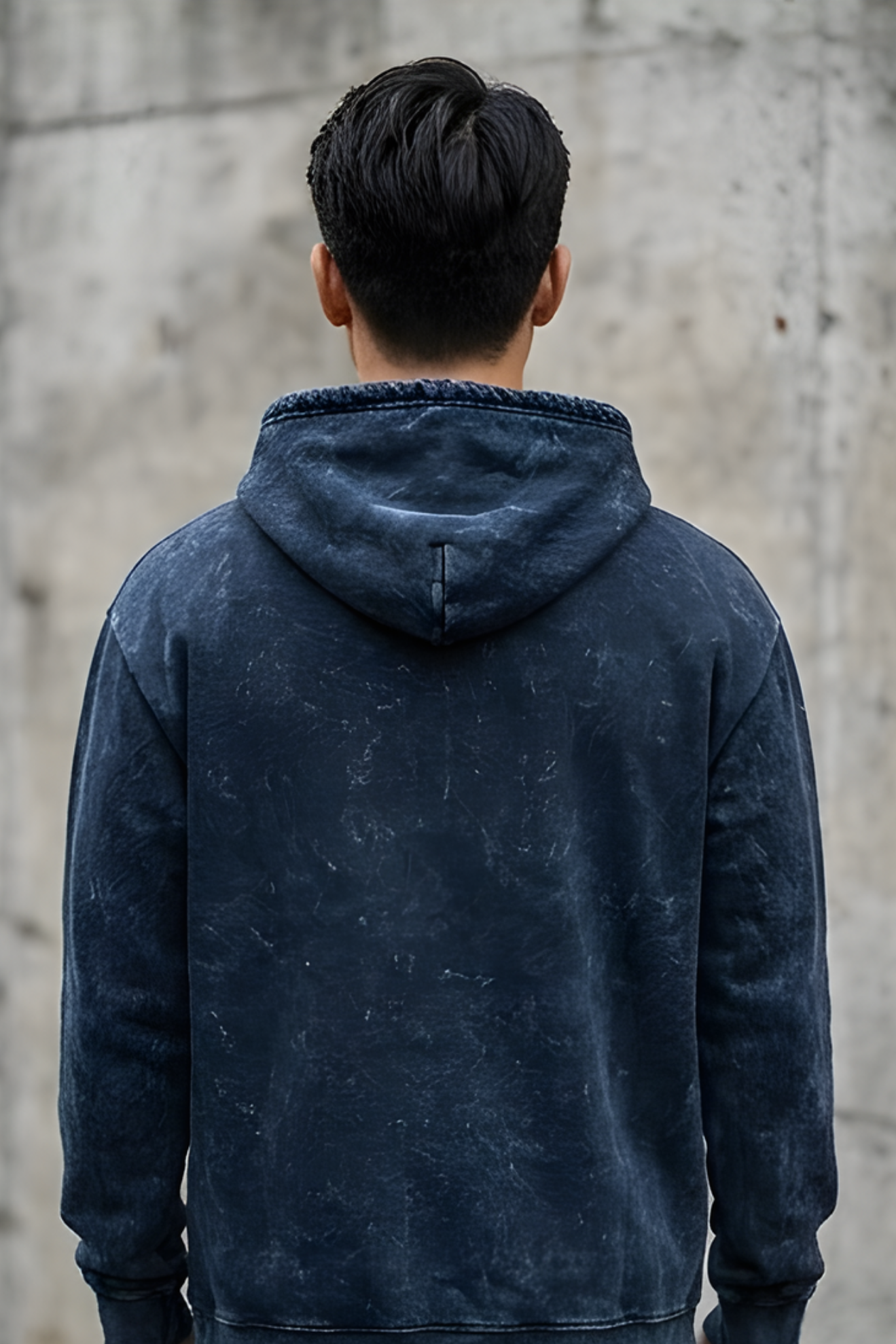 Navy Blue Acid Wash Hoodie