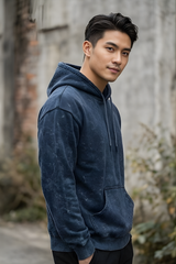 Navy Blue Acid Wash Hoodie