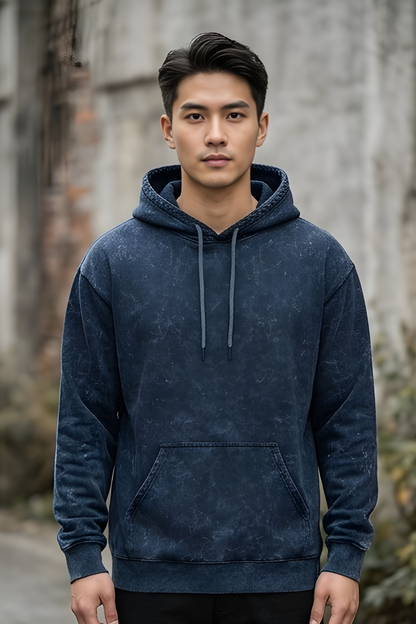 Navy Blue Acid Wash Hoodie