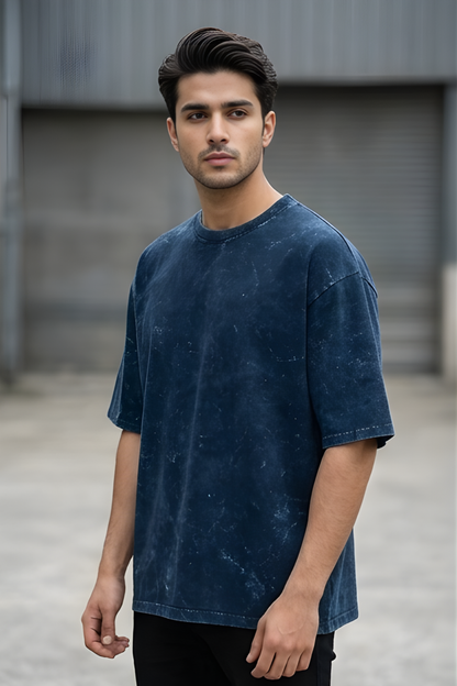 Navy Blue Acid Wash Tee