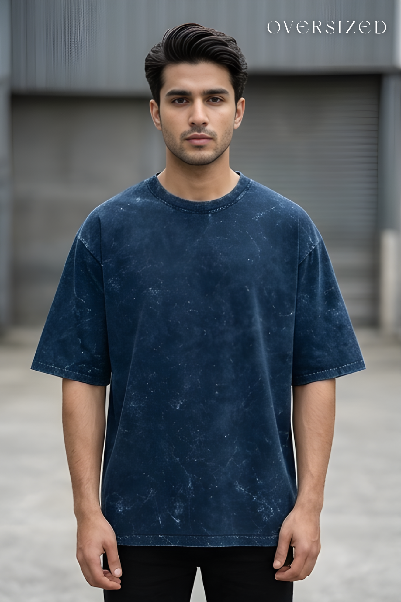 Navy Blue Acid Wash Tee