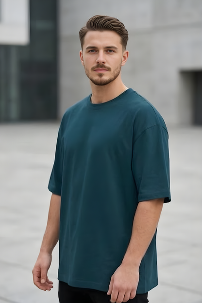 Ocean Depth Petrol Blue Oversized T-Shirt