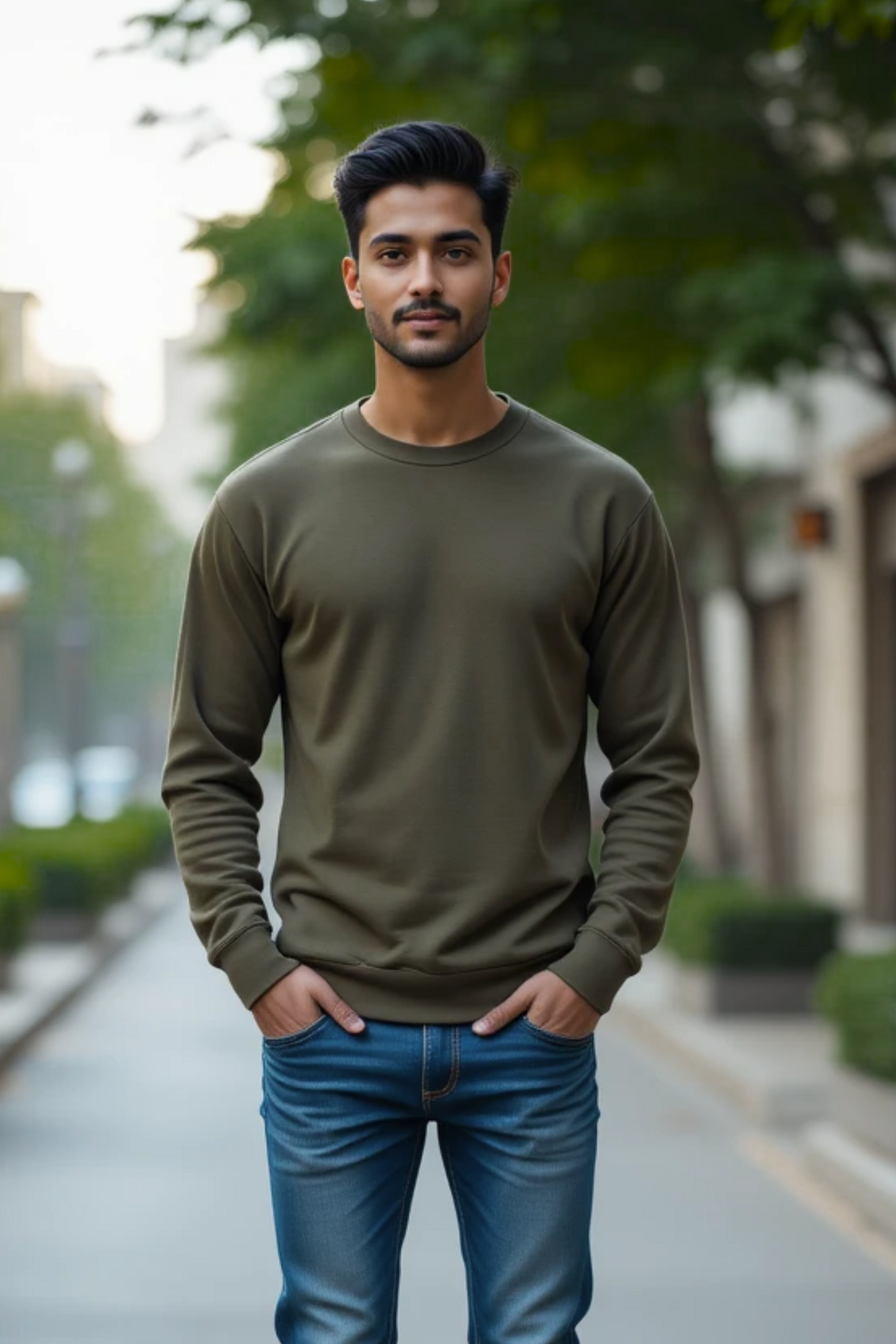 Verdant Trail Olive Green Sweatshirt