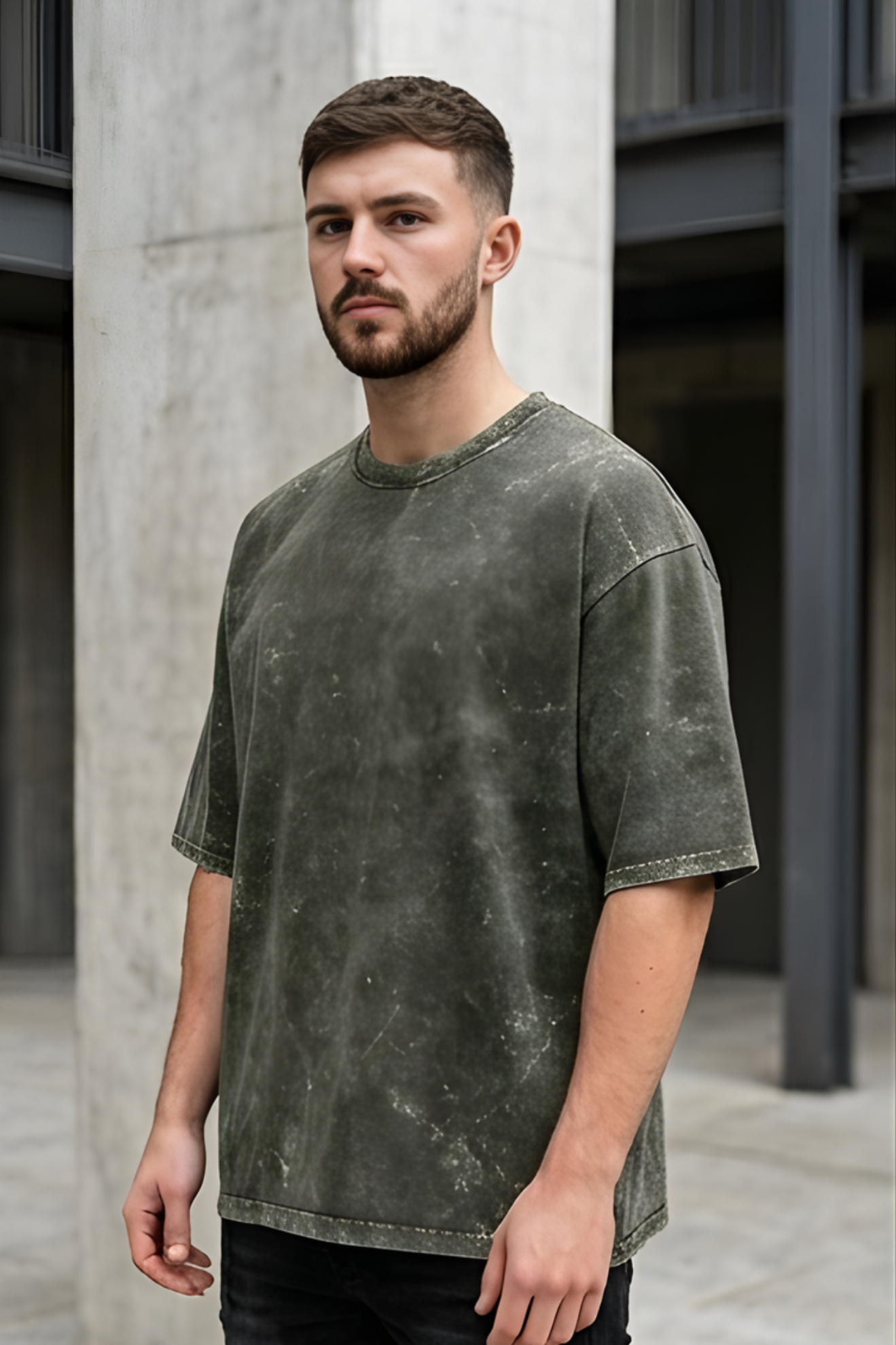 Olive Green Acid Wash Tee