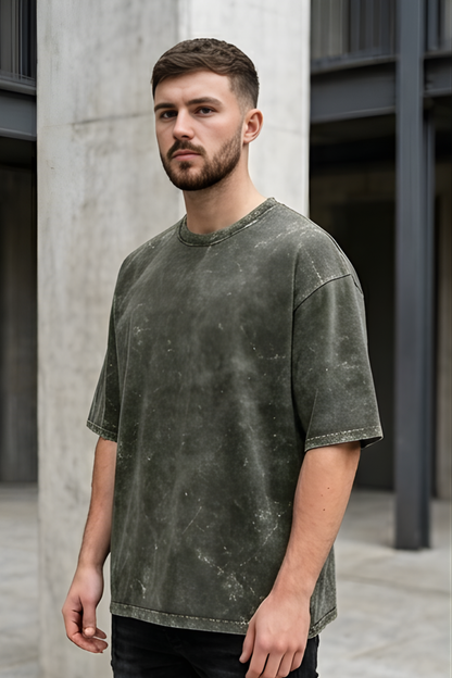 Olive Green Acid Wash Tee