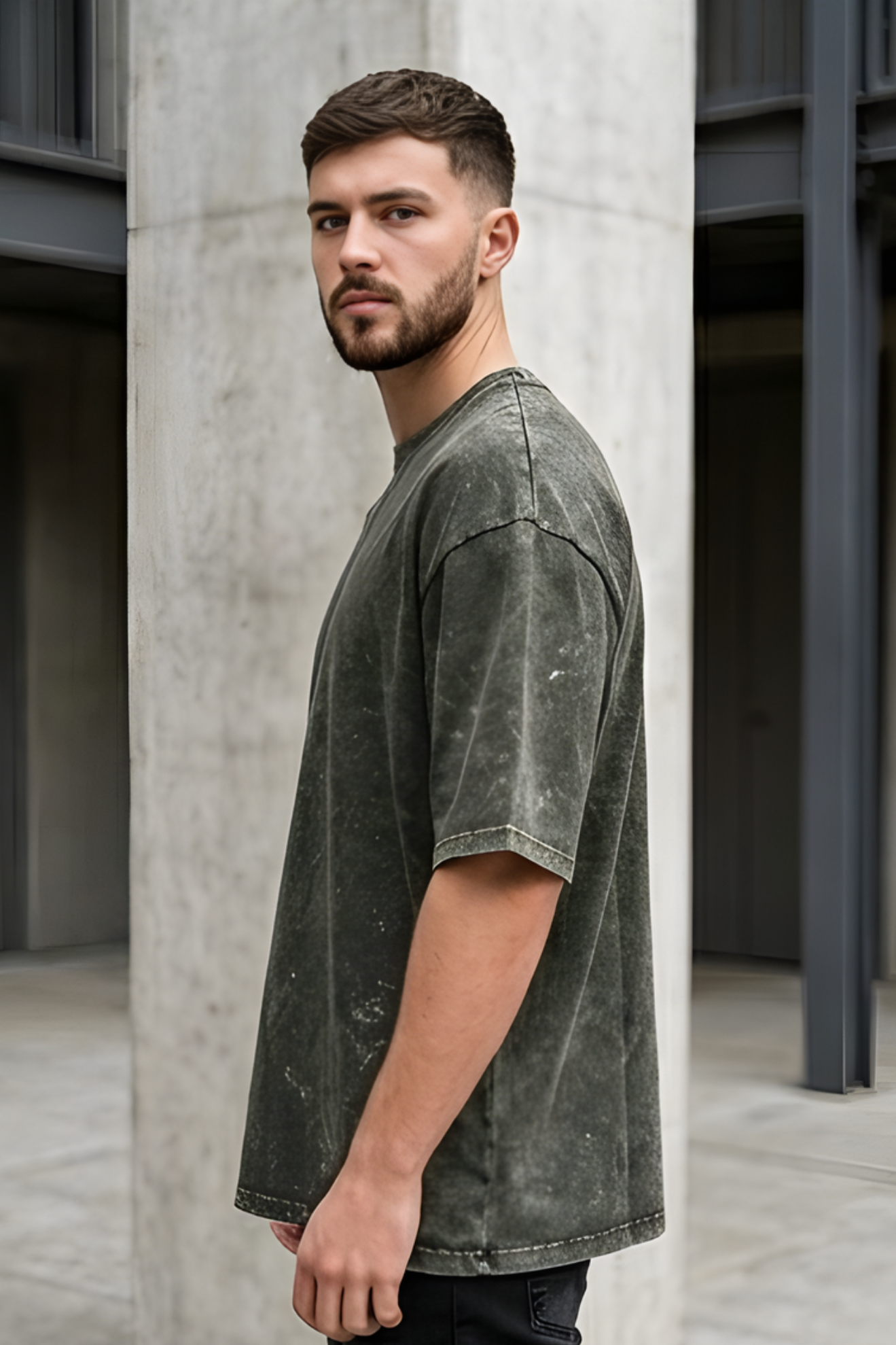 Olive Green Acid Wash Tee