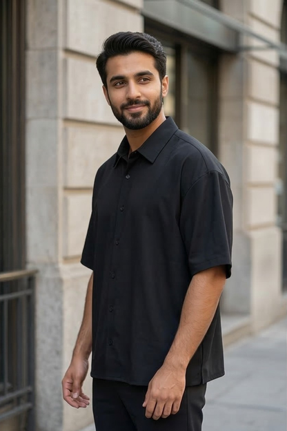 Onyx Shadow Black Oversized Shirt