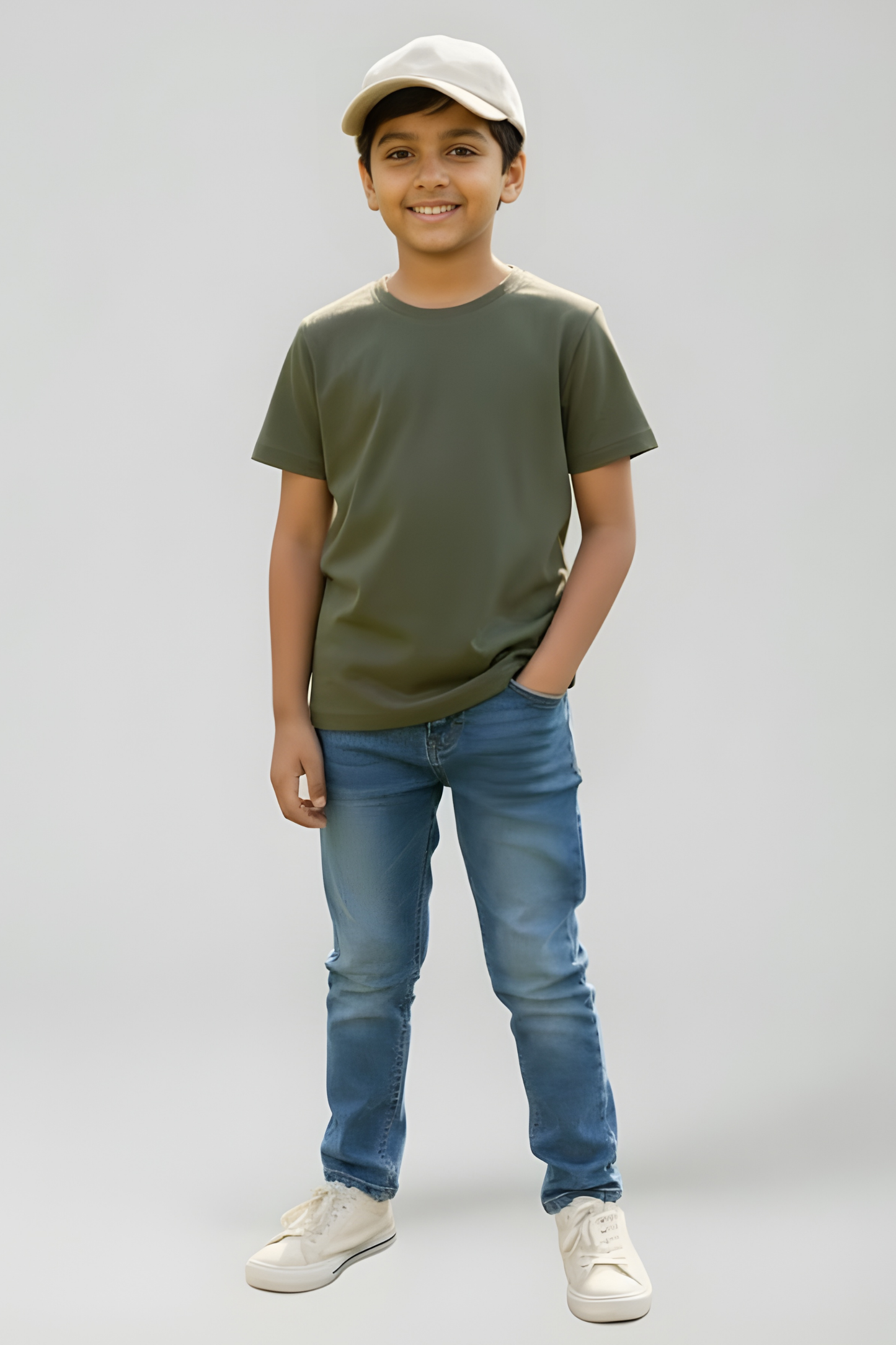 Verdant Trail Olive Green Kids T-Shirt