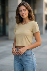 Sandy Beige Crop Top
