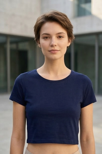 Seashell Navy Blue Crop Top