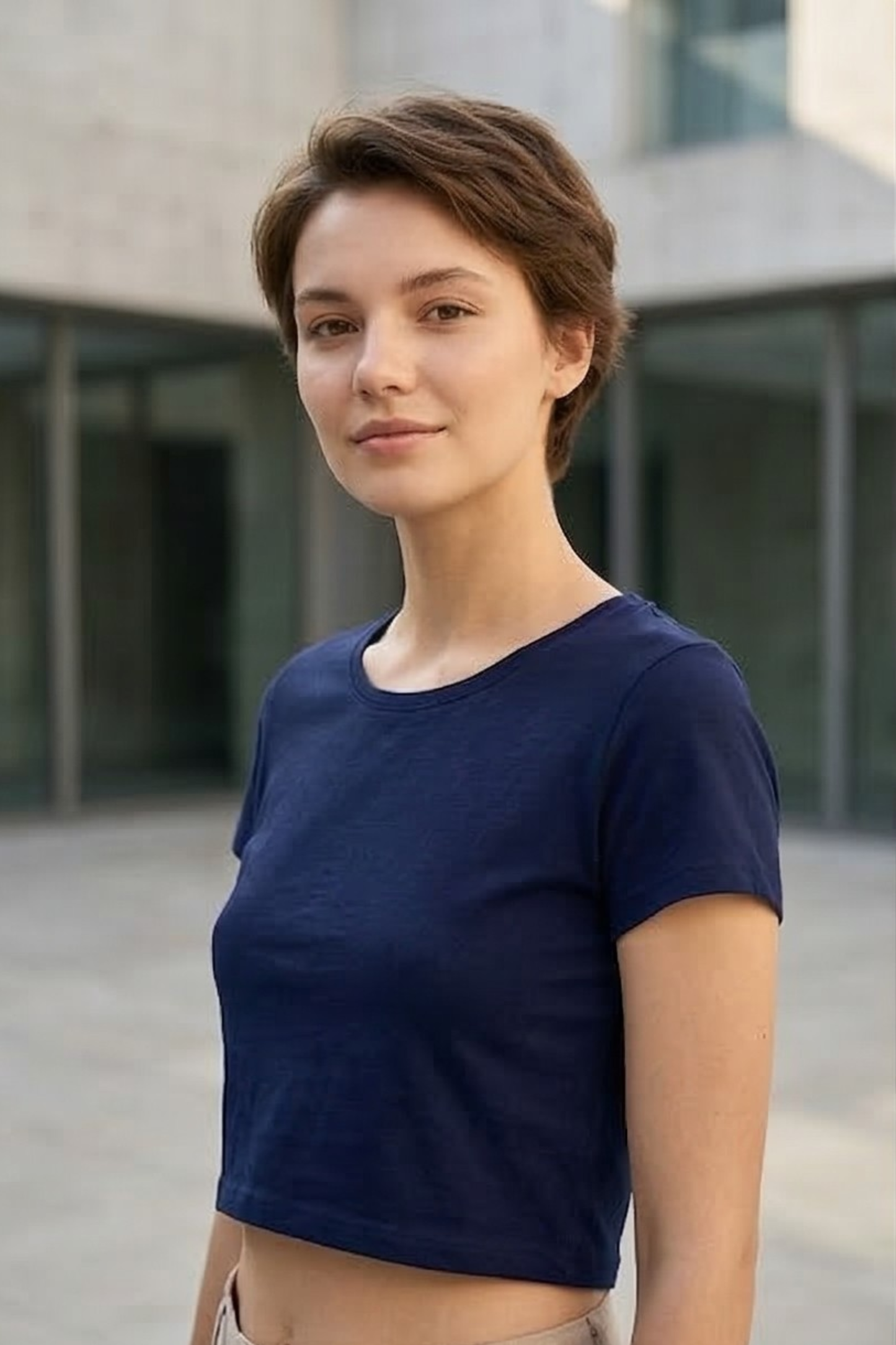 Seashell Navy Blue Crop Top