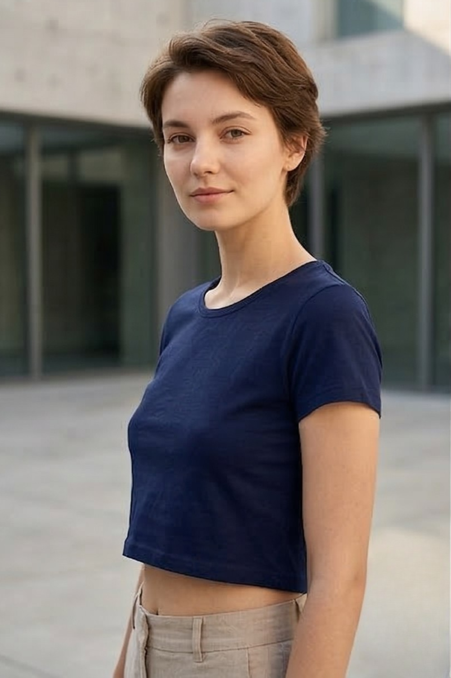 Seashell Navy Blue Crop Top