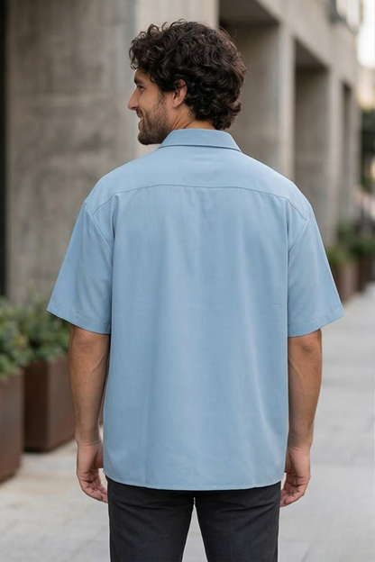 Sky Serenade Baby Blue Oversized Shirt