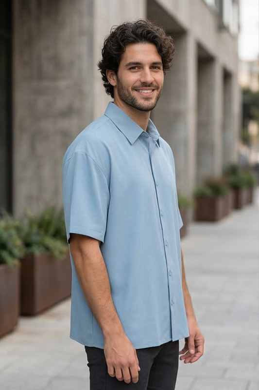 Sky Serenade Baby Blue Oversized Shirt