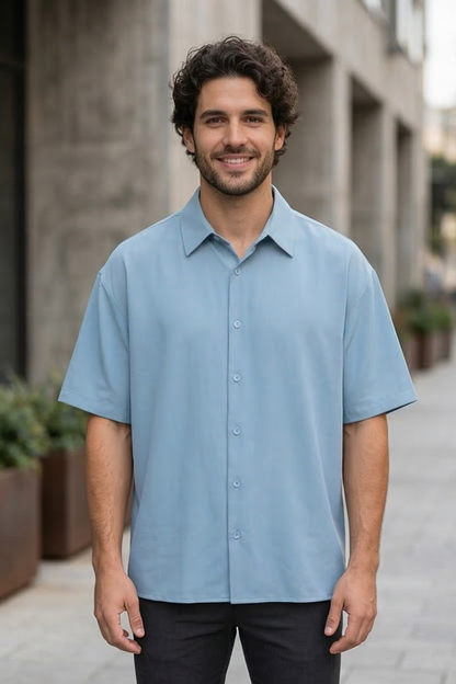 Sky Serenade Baby Blue Oversized Shirt