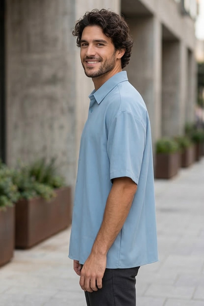 Sky Serenade Baby Blue Oversized Shirt